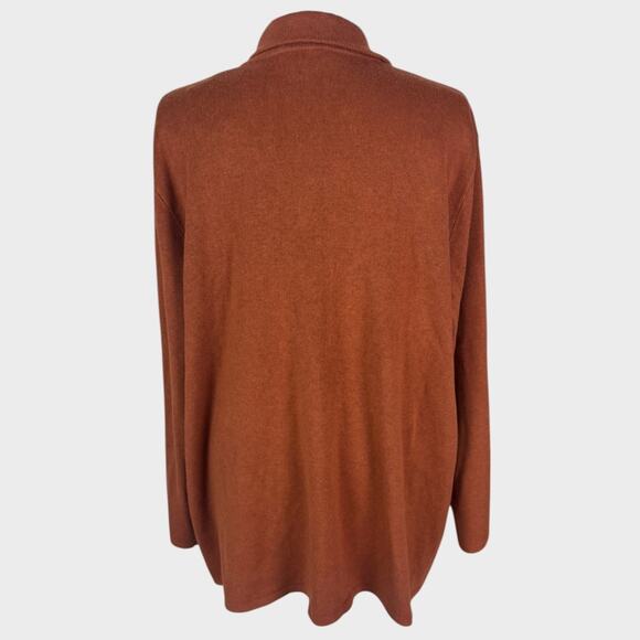 Terra & Sky Womens Plus Size 1X Sweater Burnt Orange Collared Pockets Open Front - Picture 7 of 8